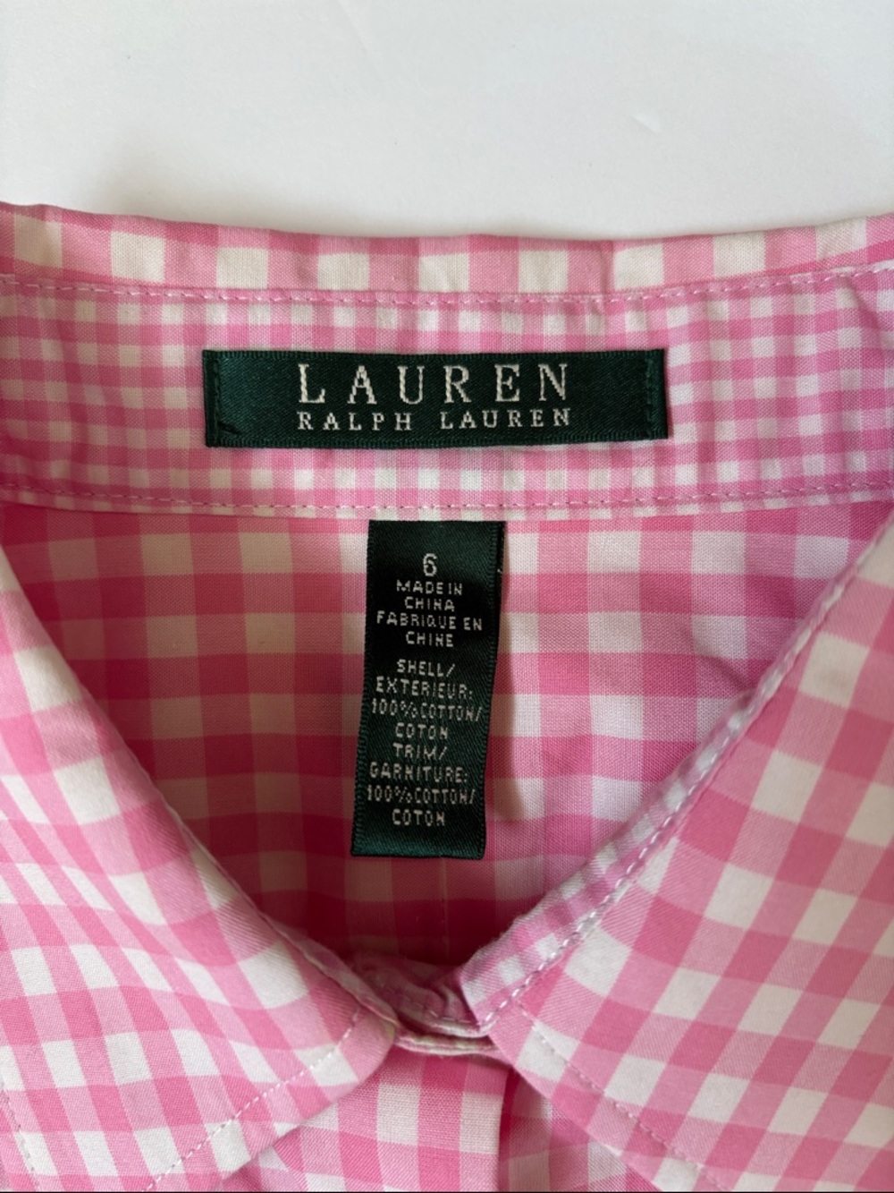 Vintage Ralph Lauren Peplum Gingham Check Pink White Preppy Cottage Top Womens 6 - Picture 3 of 12